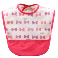 日本防水幼兒魔術貼飯衣 (無袖--小蝴蝶結紅色)